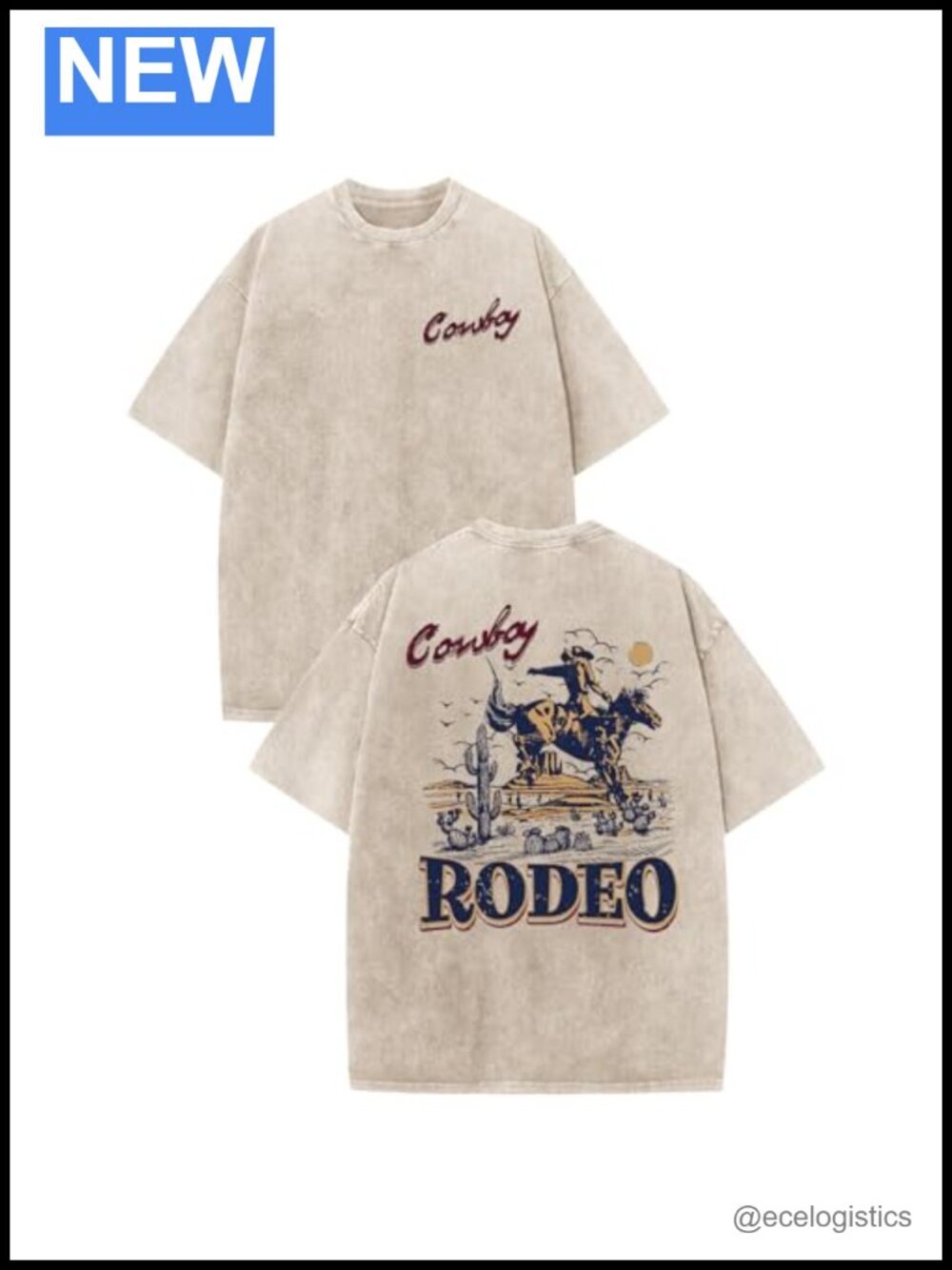 Vintage Rodeo Cowboy Acid Wash T-Shirt Oversized Western Tee
